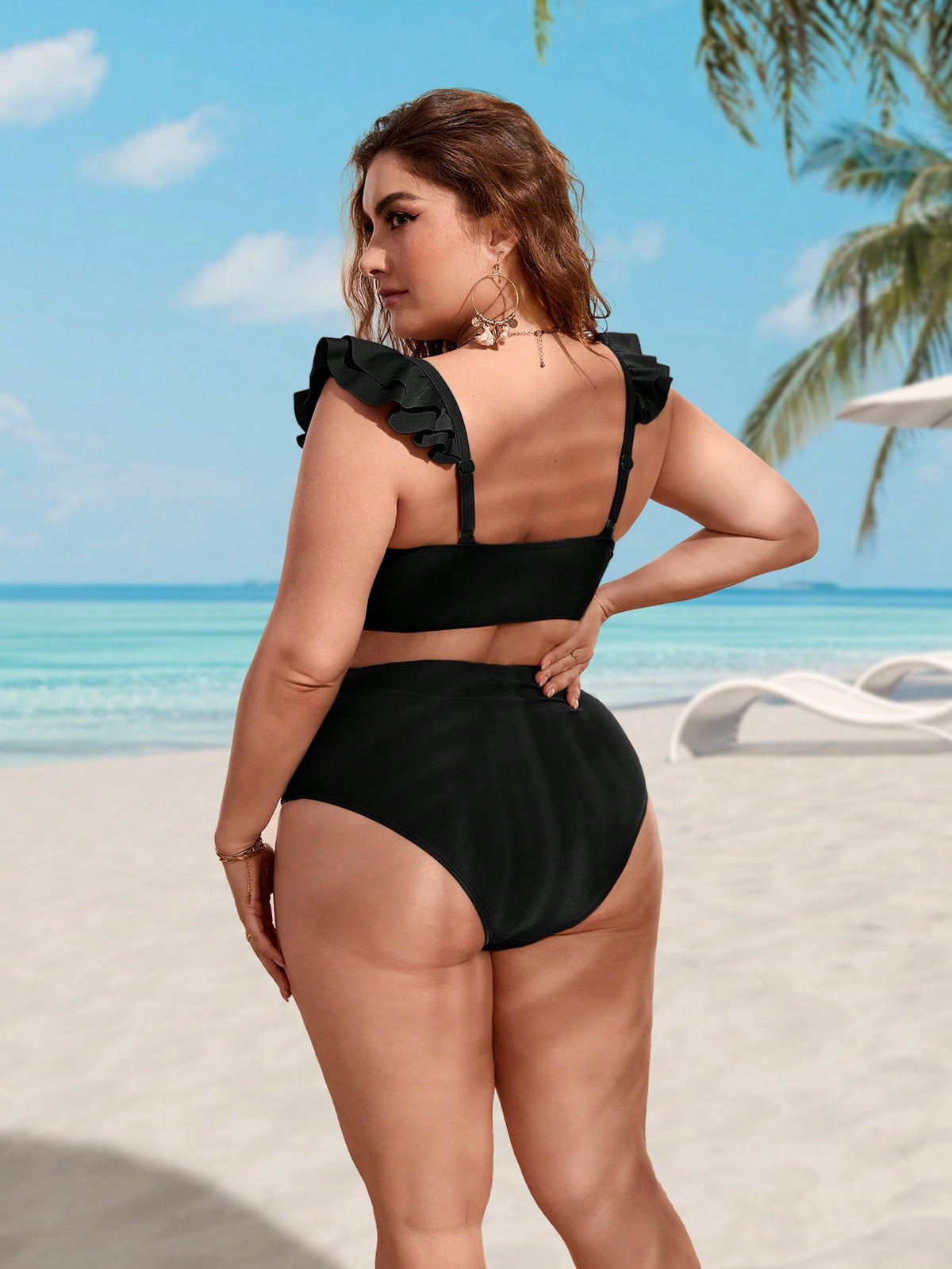 GLOZIFY SWIM CURVE BIQUÍNI PLUS SIZE CINTURA ALTA COM BABADO