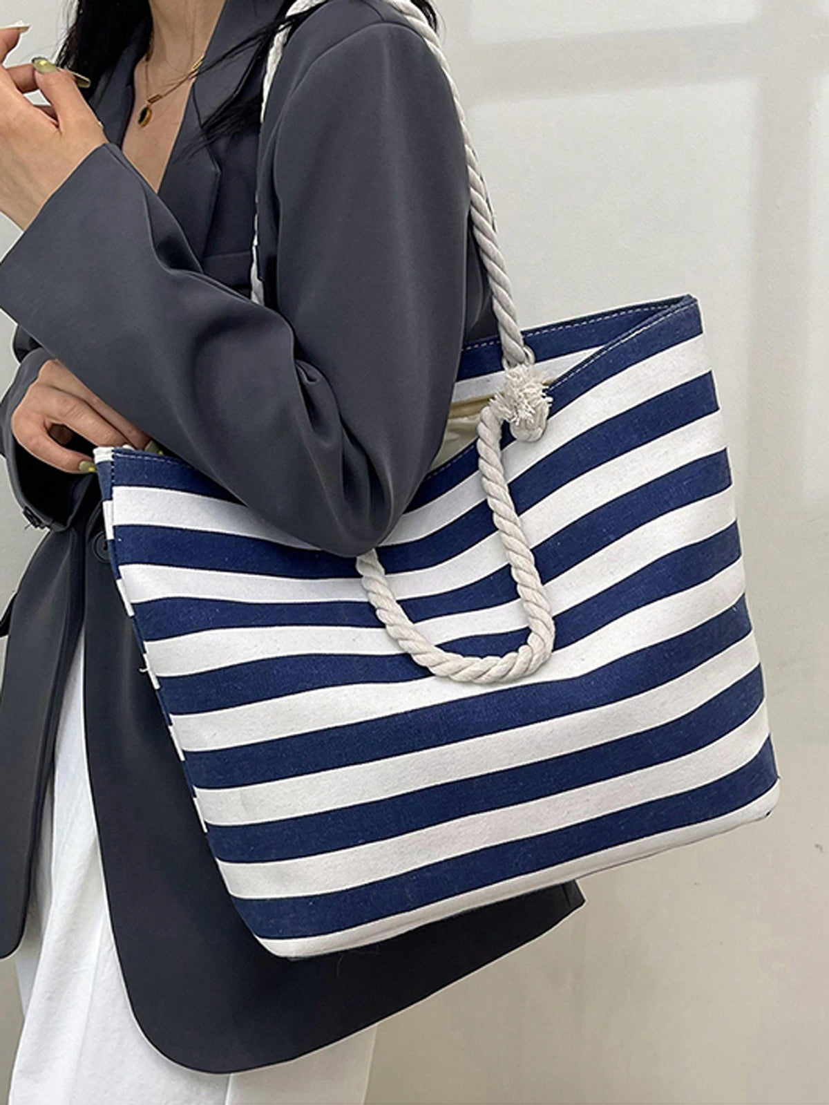 GLOZIFY BOLSA TOTE DE LONA TECIDA OVERSIZED DE MÃO OU OMBRO