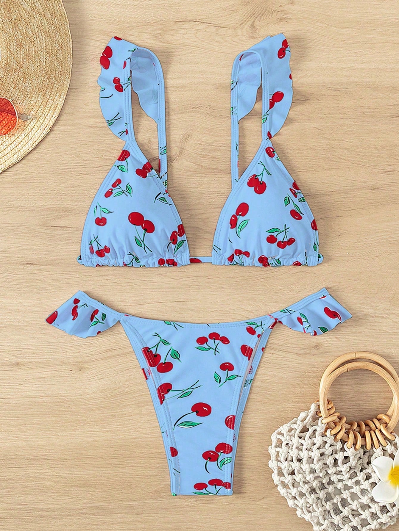 GLOZIFY SWIM CONJUNTO DE BIQUÍNI FEMININO SEXY COM BABADOS