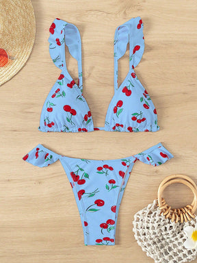 GLOZIFY SWIM CONJUNTO DE BIQUÍNI FEMININO SEXY COM BABADOS