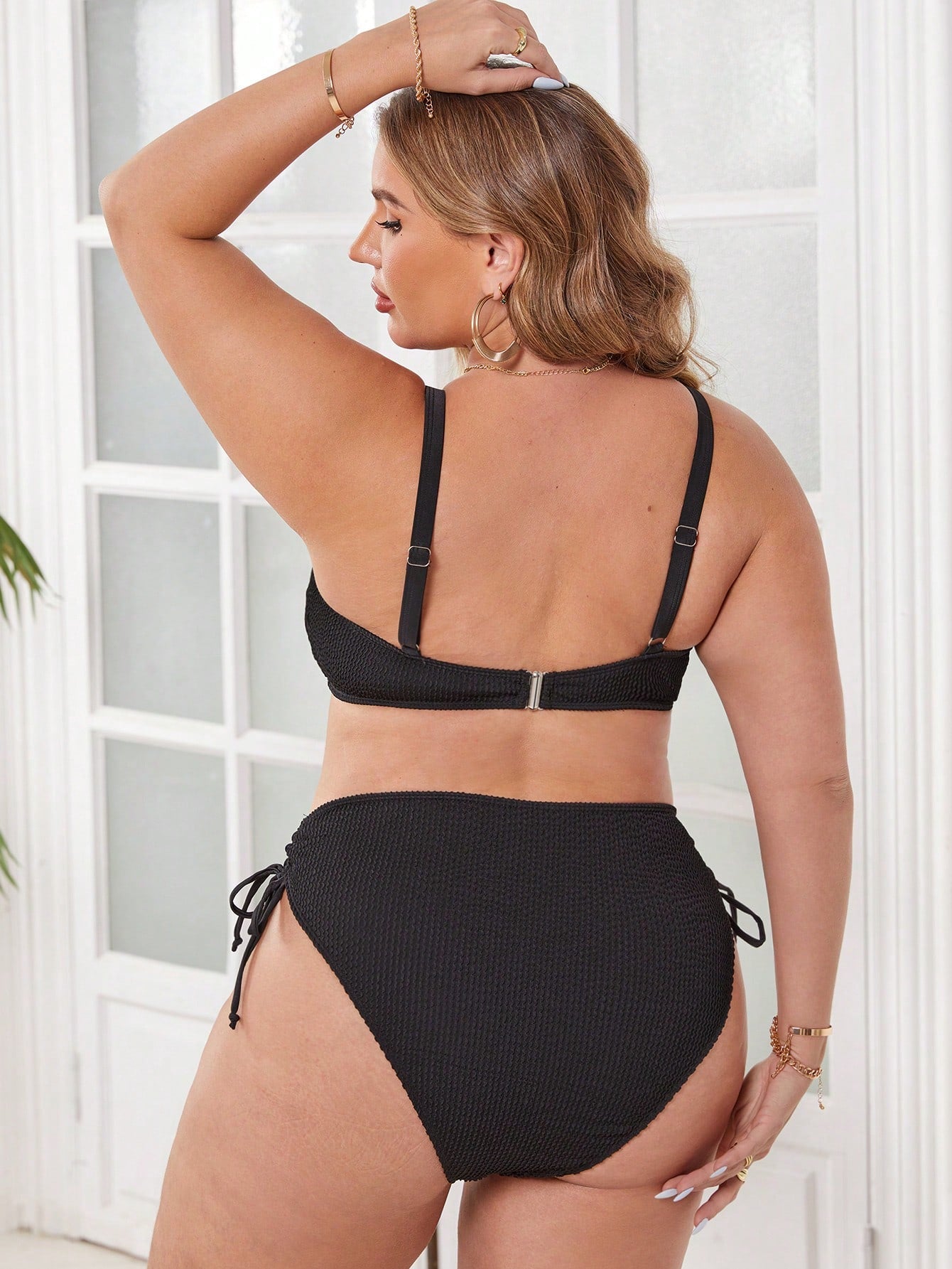 GLOZIFY CONJUNTO BIQUÍNI SÓLIDO CANELADO PLUS SIZE