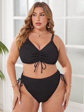 GLOZIFY CONJUNTO BIQUÍNI SÓLIDO CANELADO PLUS SIZE