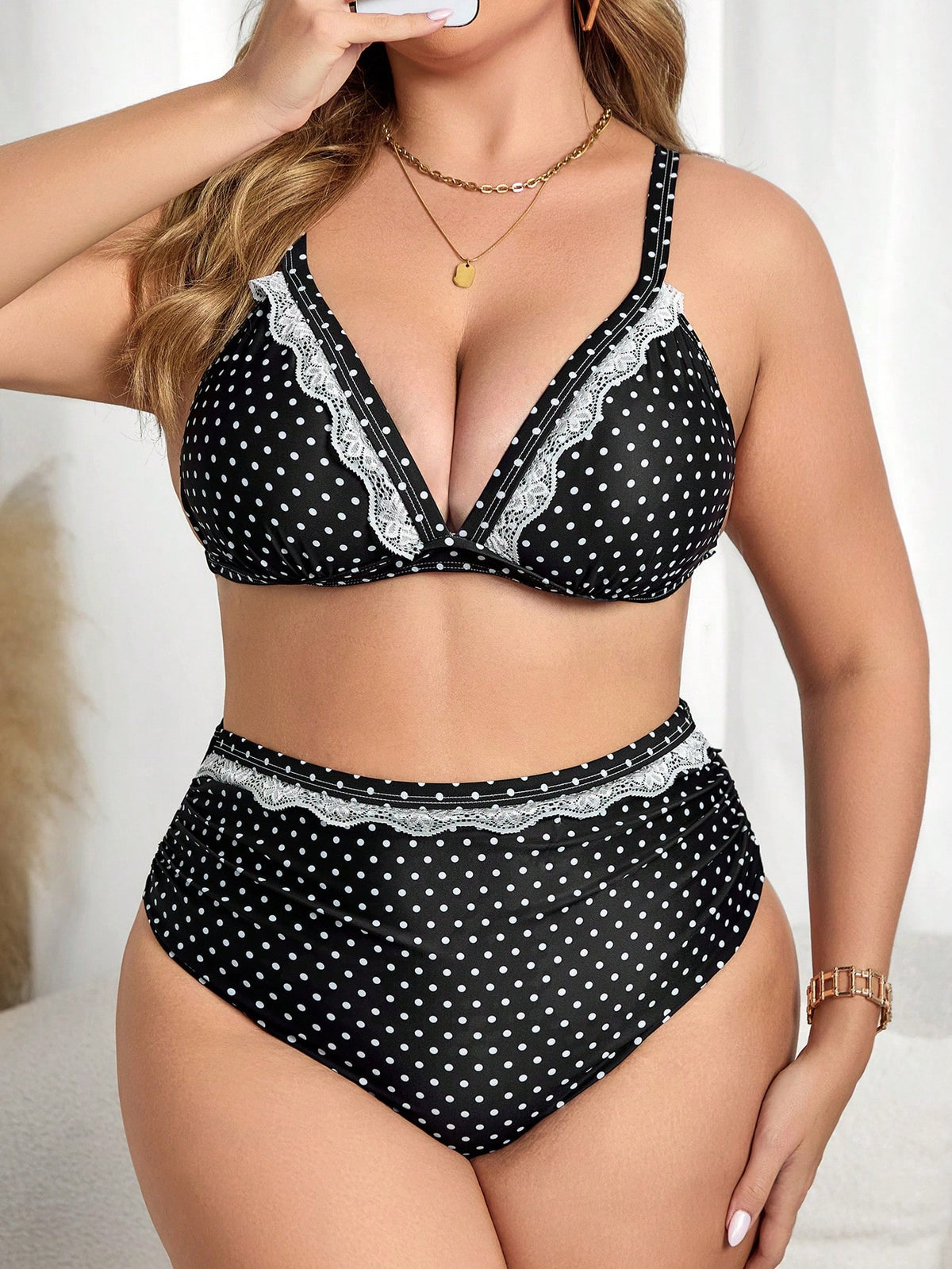 GLOZIFY SWIM MOD CONJUNTO MAIÔ BIQUÍNI 2 PEÇAS RENDA PLUS SIZE