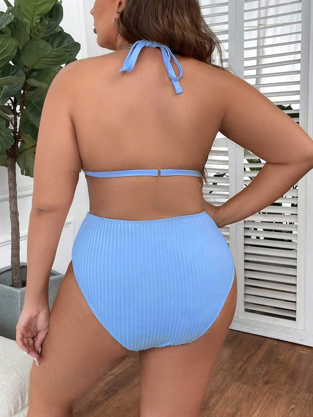 Glozify Swim Vcay Plus: Maiô Bikini Halter Triângulo de Cintura Alta - Glozify